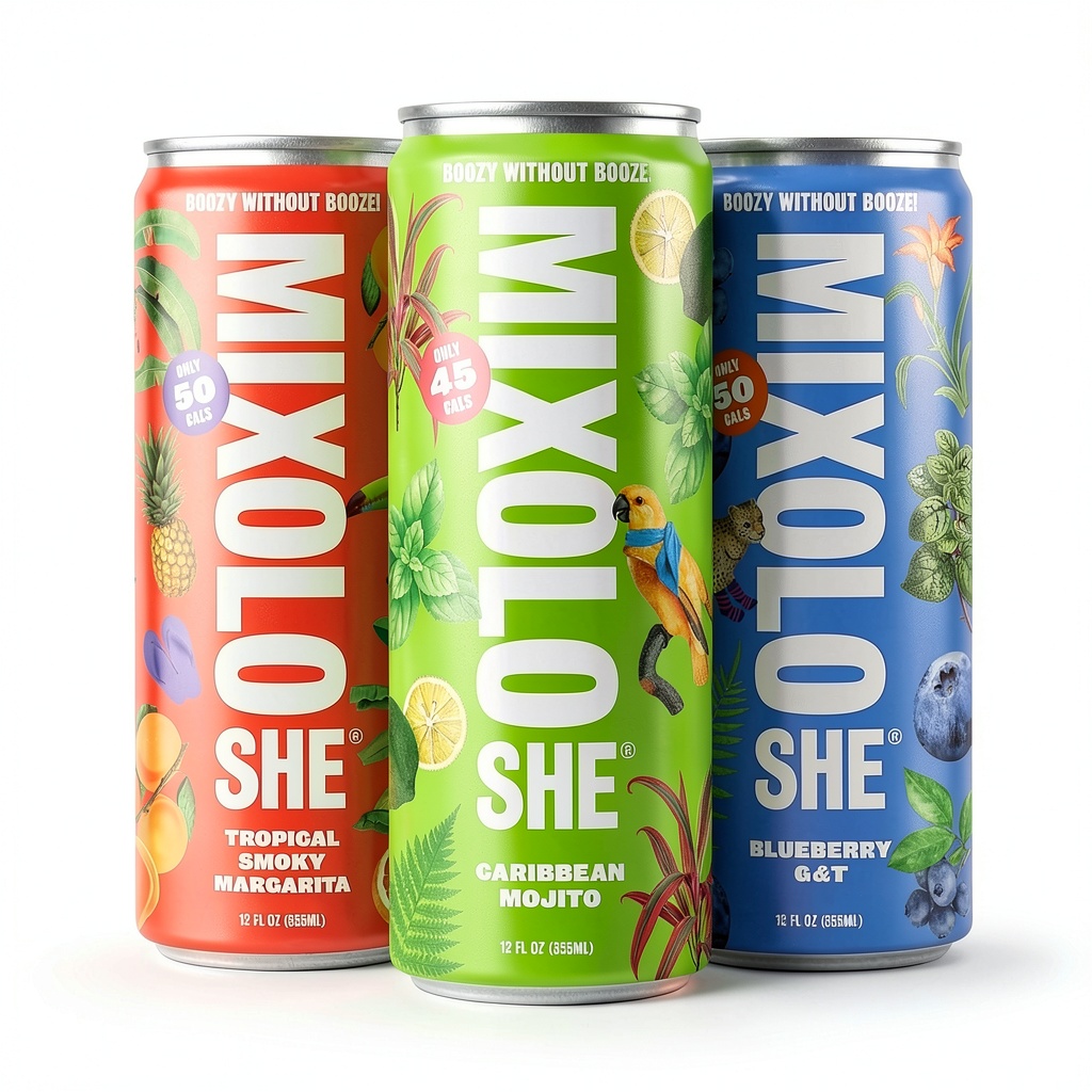 Mixoloshe Variety 12-Pack displayed on a table with glasses